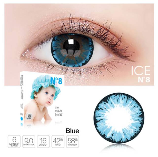 Softlens warna bulanan ICE No 8/soflens bulanan ice n8 colour BIG EYES/BABY EYES normal s/d -6.00