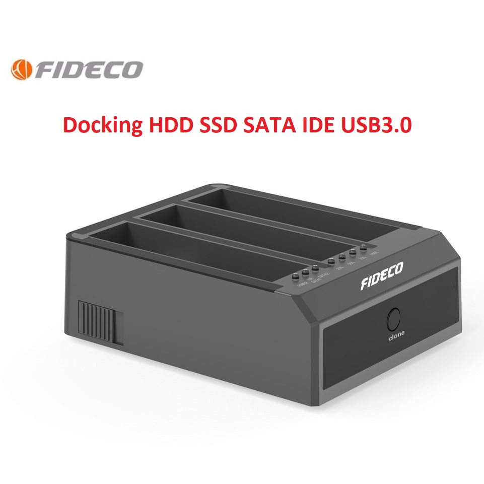 Docking Harddisk SSD 3 Bay Sata IDE USB3.0 Cloning Station FIDECO