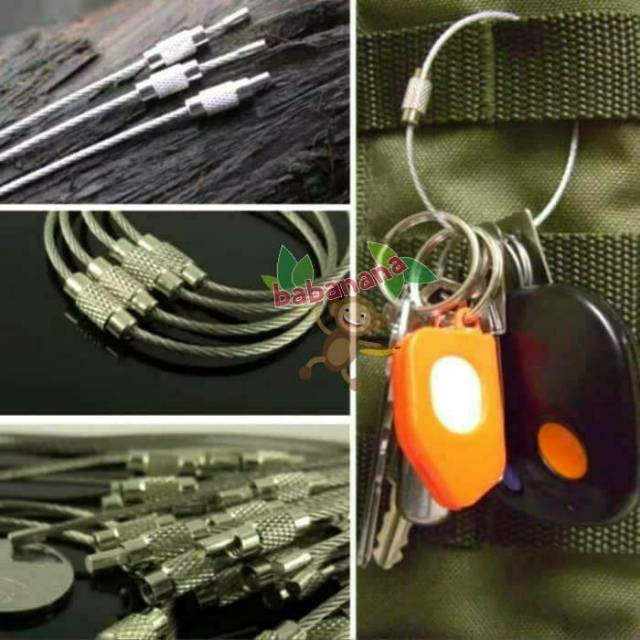 Stainless Steel Aircraft Wire Cable EDC Keychain Ring Twist Screw Lock