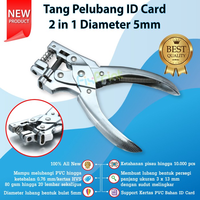 Tang Pelubang ID Card 2 in 1 Diameter 5mm Alat Plong Kertas PVC 5 mm