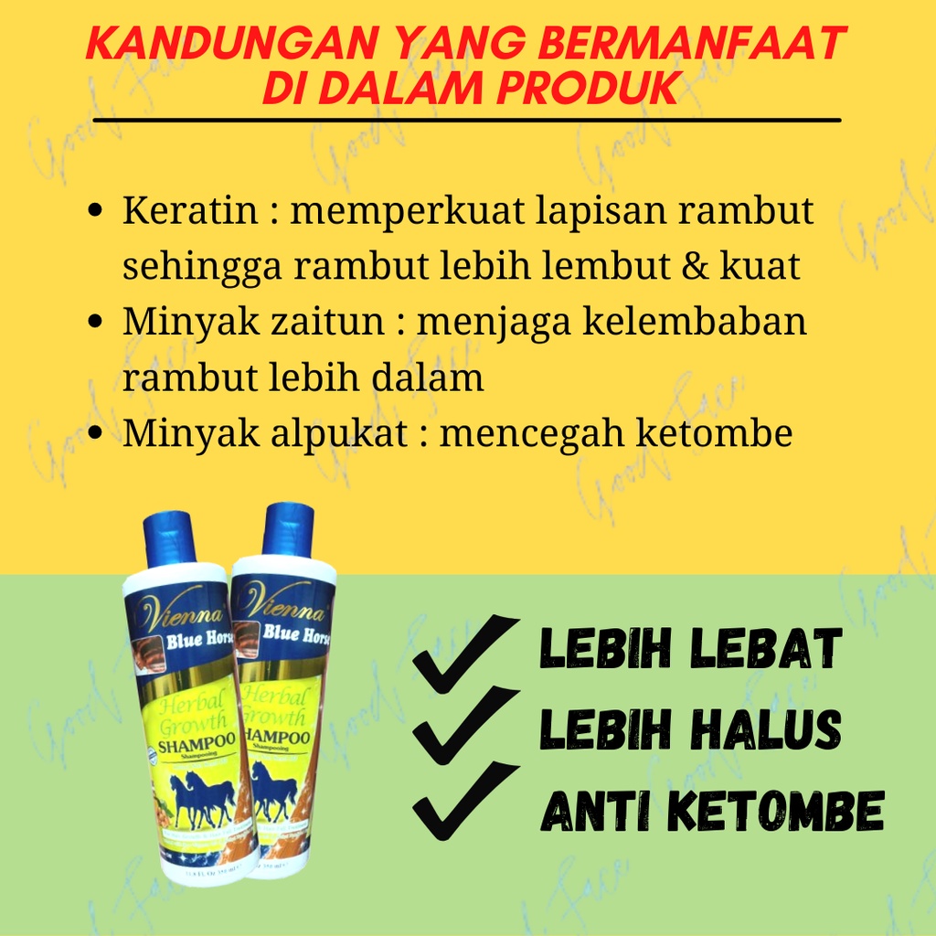 VIENNA SHAMPOO SAMPO KUDA HERBAL GROWTH 350ML SHAMPO KUDA ORIGINAL PENUMBUH RAMBUT CEPAT TREATMENT RAMBUT