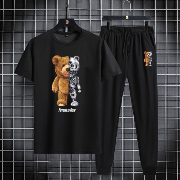 KAOS DAN CELANA JOGER/CELANA TRAINING JOGER PRIA (MOTIF BEAR)