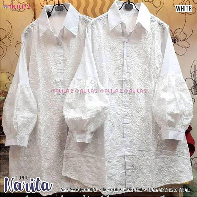 Tunik toyobo premium warna putih | tunik lengan panjang polos | tunik bahan toyobo murah solo