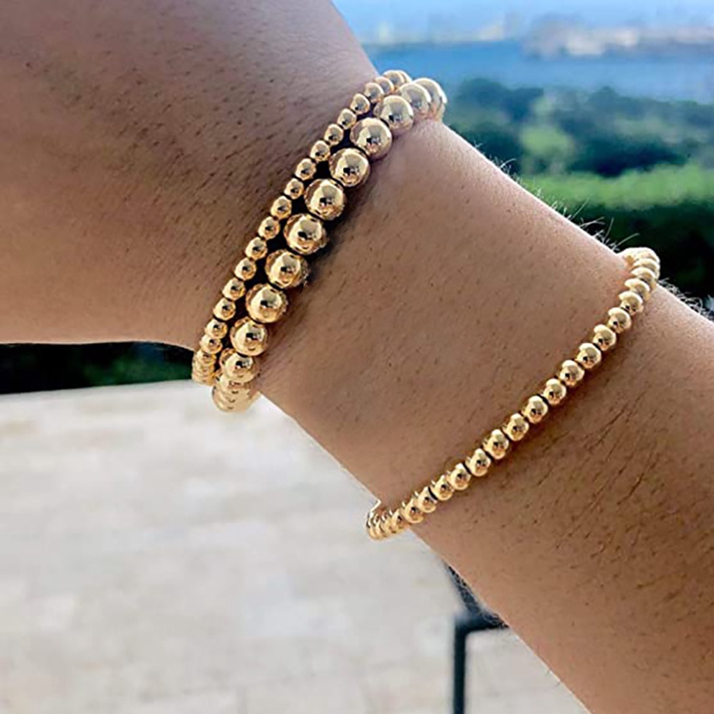 Hu Hu Hu Hu Hu Alat Bantu Pasang Kacamata♡ Gelang Rantai Manik-Manik Bola Bahan Tembaga Ukuran 4mm Untuk Dewasa