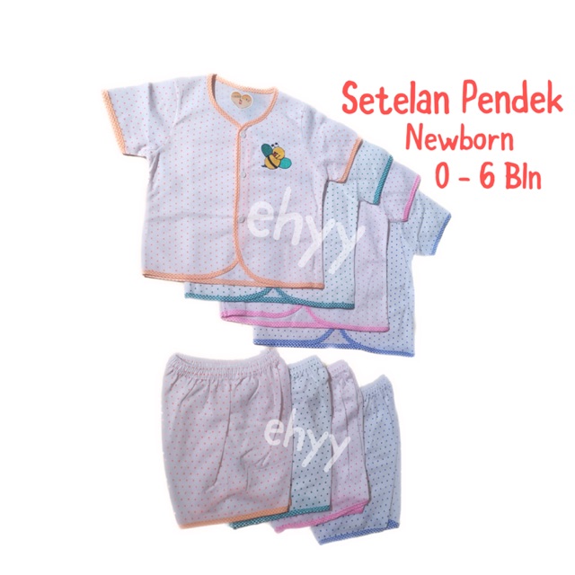 Setelan Baju Bayi PENDEK 0-6bln Cotton 100% Newborn