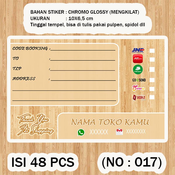 

( STIKER PENGIRIMAN ) Shipping label ( /pack isi 48pcs no.17 )