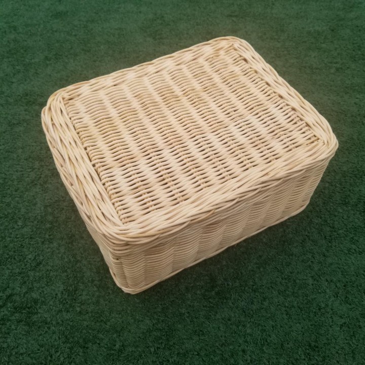 5 Kerajinan Tangan Rotan - Keranjang Kotak Serbaguna Tutup M 29x25x12cm