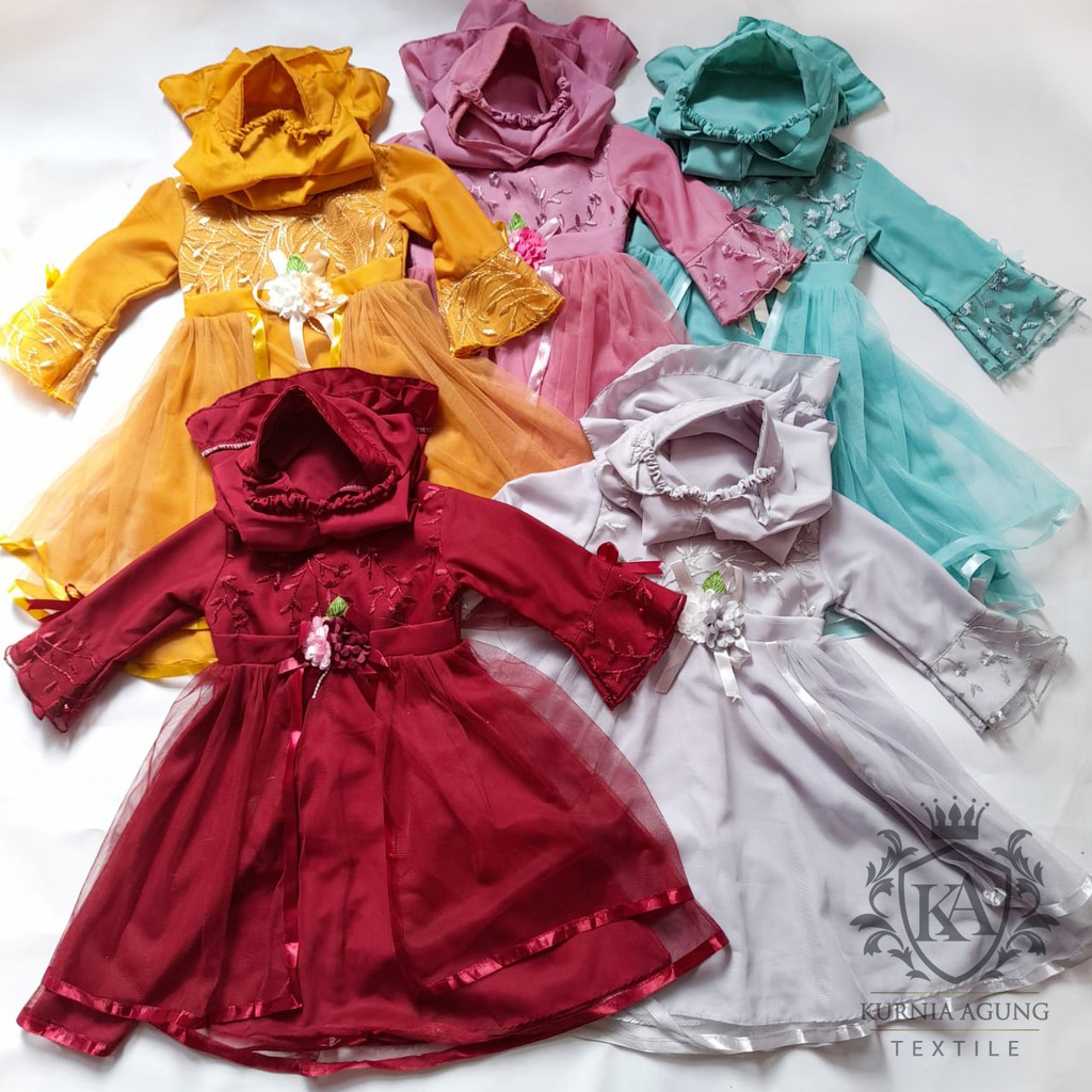 Baju Muslim Anak Perempuan 1-3 Tahun Gamis Anak Baju Pesta ...