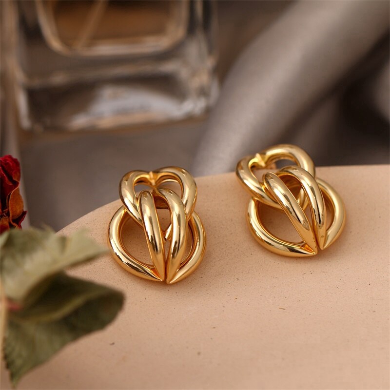 New Fashion Statement Earrings Vintage Geometric Matte Gold Earrings For Women Jewelry