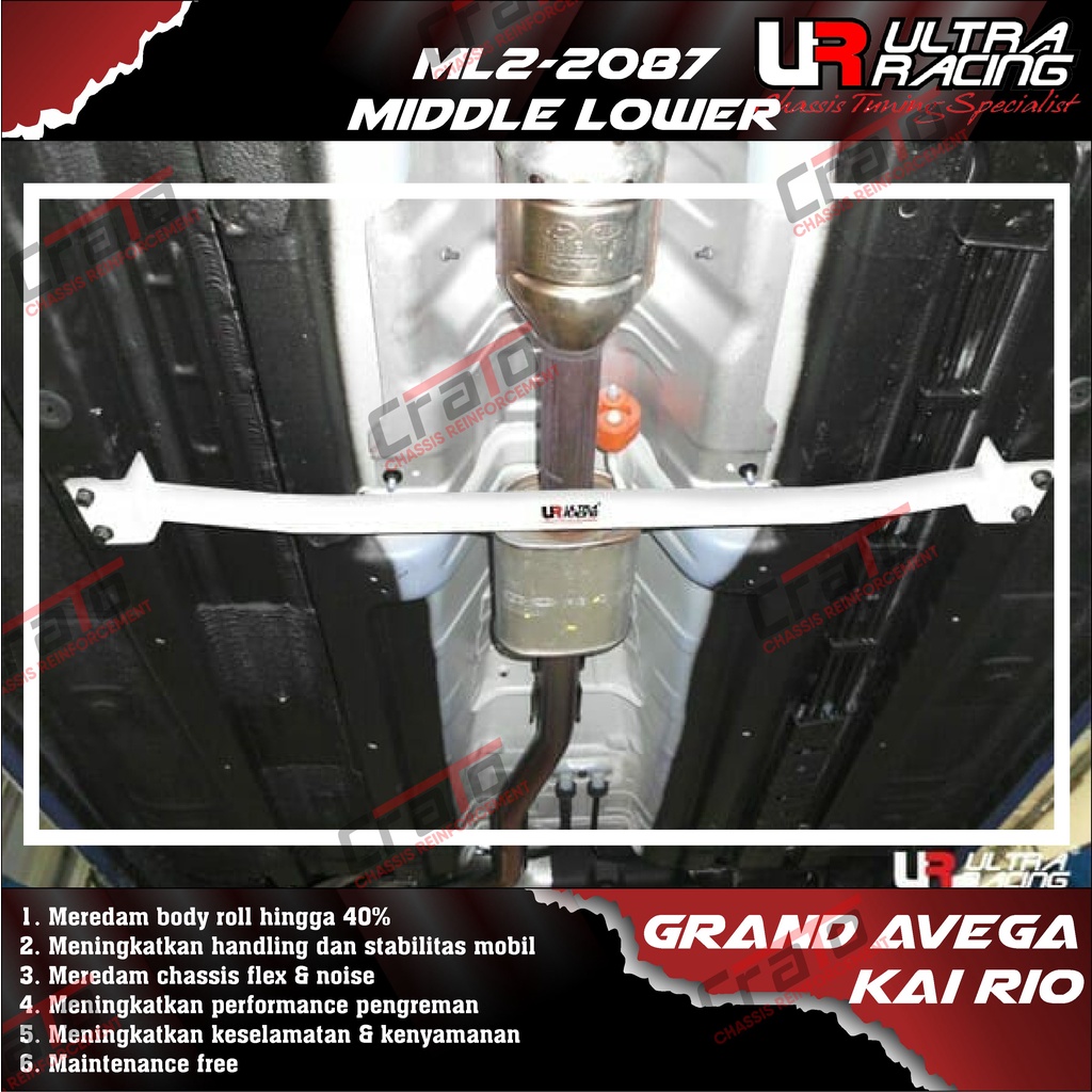 Aksesoris Stabiliser ULTRA RACING Safety Bar - Middle Lower Bar 2 Points - Hyundai Grand Avega RB Ki
