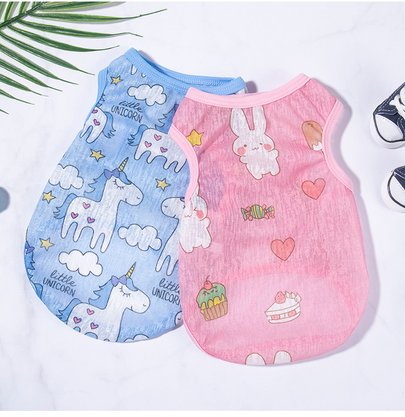 Rompi Anjing / Kucing Bahan Tipis breathable Motif Print Untuk Musim Panas