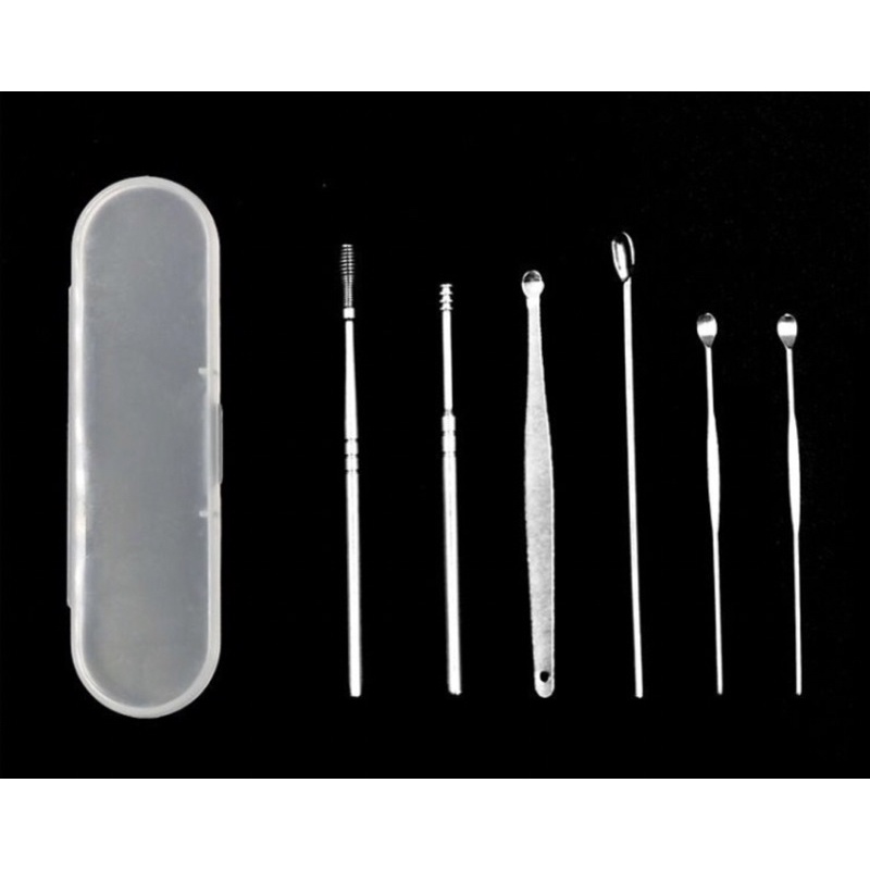 PEMBERSIH TELINGA KOREK KUPING EAR WAX PICKER 1 SET ISI 6 PCS / KOREK KUPING STAINLESS - BENUA DUNIA