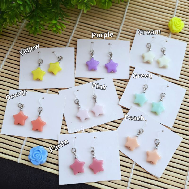 HANDMADE ANTING ANAK KAITAN PLASTIK MOTIF BINTANG MEDIUM