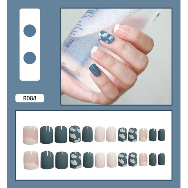 {R080-R095} kuku palsu fake nail art kode R [isi 24pcs + lem + box] kuku palsu R-Fake nail art R