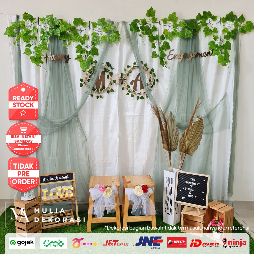 Dekorasi Lamaran Tunangan Backdrop VIRAL Sage Green Nikahan PhotoBooth DIY Akad Nikah Aqiqah Khitan Paket QQ