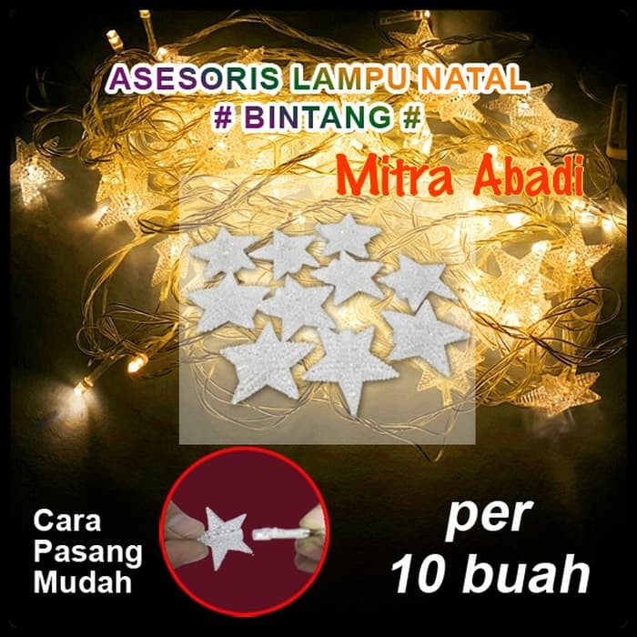 Aksesoris Lampu Natal Model Bintang 1 Sett = 10 buah