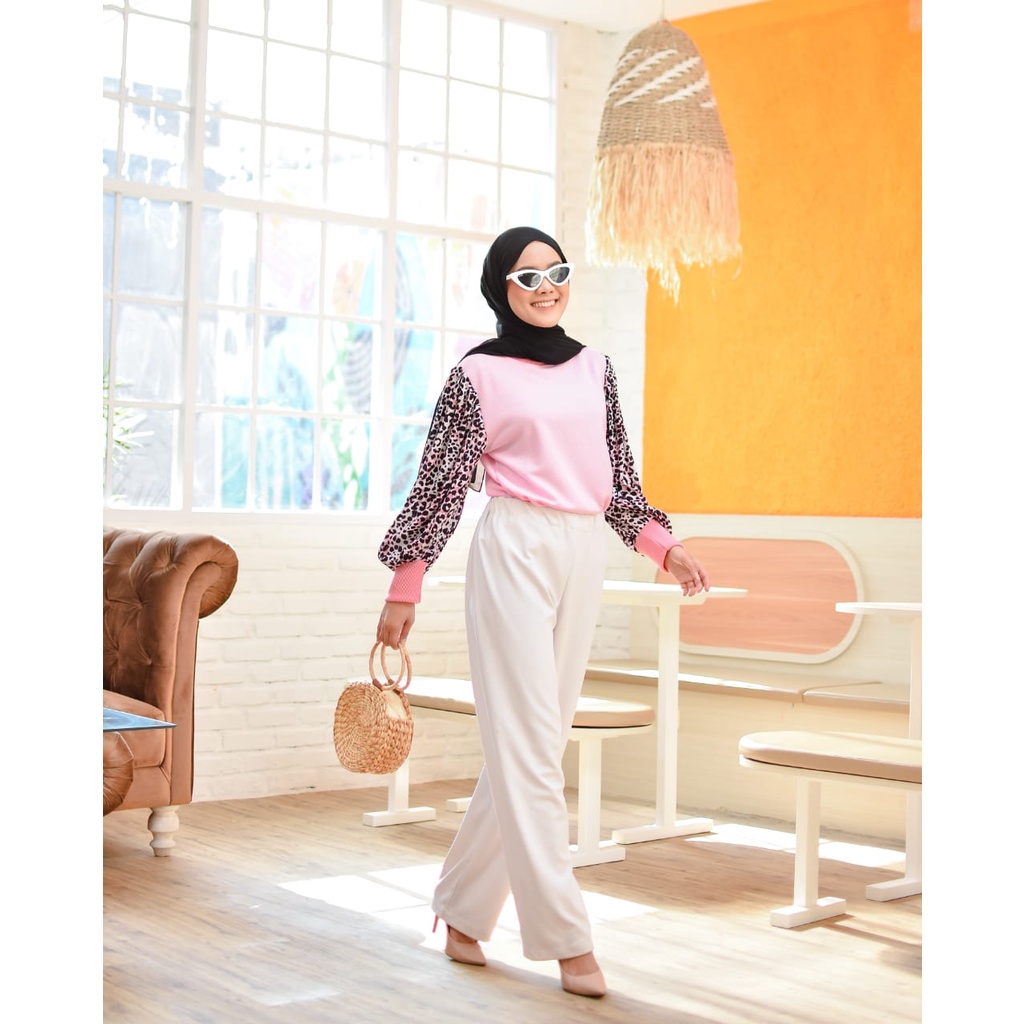 NS Leopard Puff Blouse| Baju Atasan Wanita Lengan Panjang Motif Macan Tutul Atasan Terbaru Wanita 20