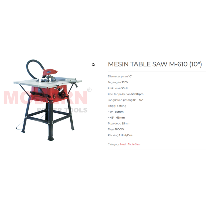 Table Saw MODERN 10" M-610 mesin gergaji meja kayu circular saw m610
