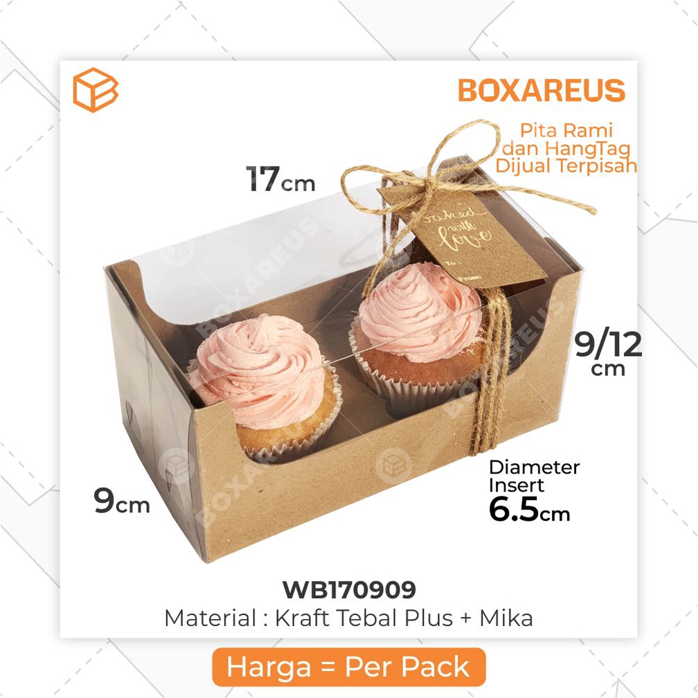 BOX CUPCAKE ISI 2 | Dus Muffin Cake Box Packaging Roti Bolu Tart | WB170909 (10pc)