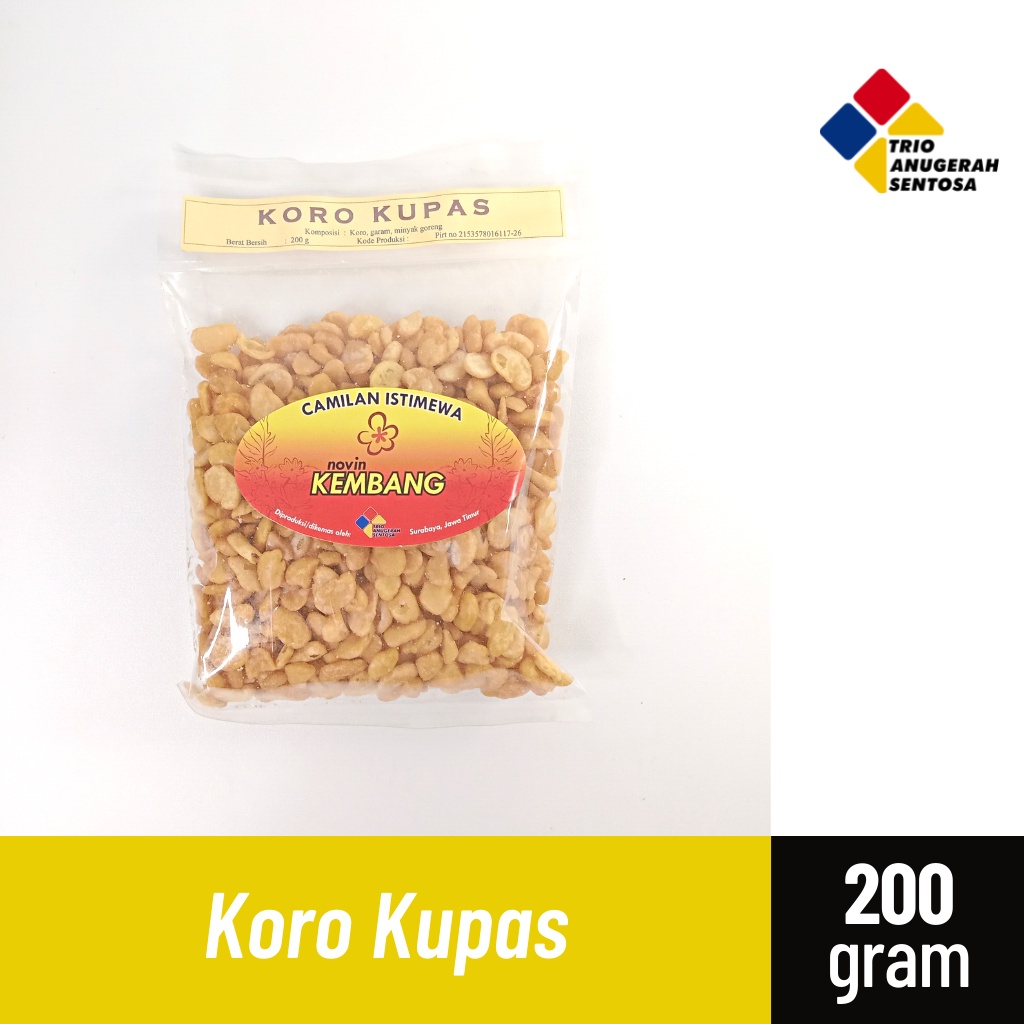 

Snack Kacang Koro Kupas Original / Asin 200gr - Camilan merk Kembang