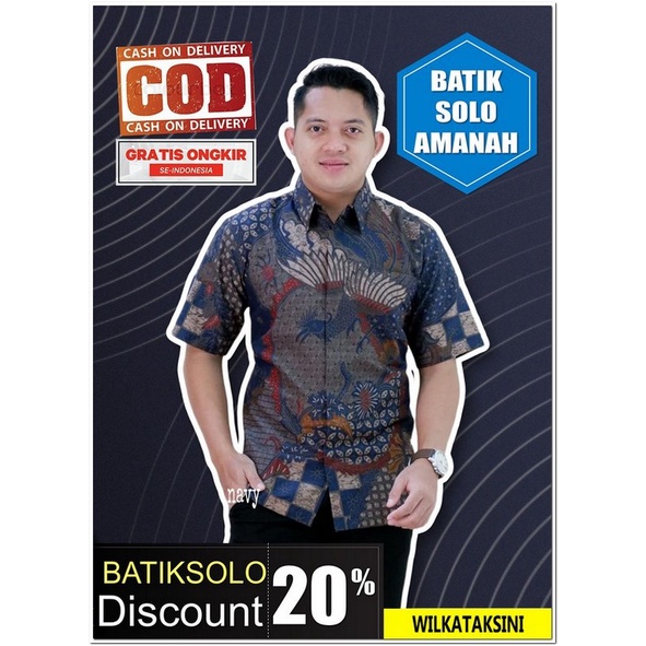BATIKSOLOAMANAH PROMO BAJU PREMIUM WILKATAKSINI BATIK INDONESIA KEMEJA BATIK PRIA SOLO LENGAN PENDEK
