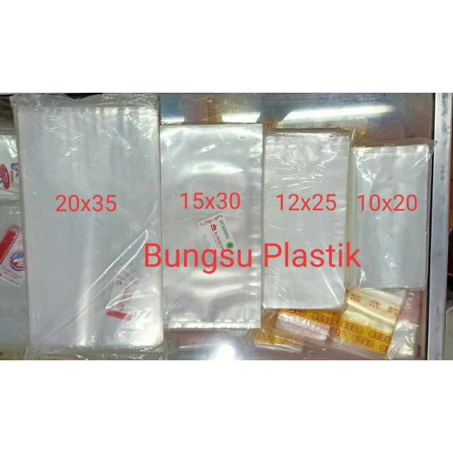 Plastik PP Bening Tebal 0.8 mm uk 20x35  15x30 12x25  10x20 cm