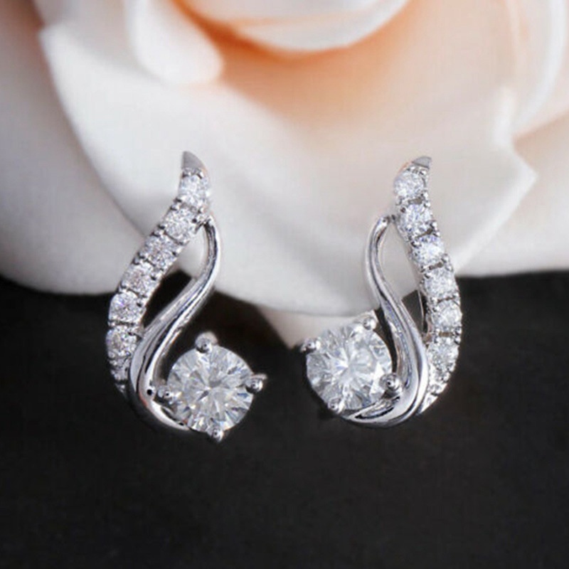 Chic Female Stud Earrings Partysu Style Shining Cubic Zirconia Women Earring Delicate Anniversary Gift