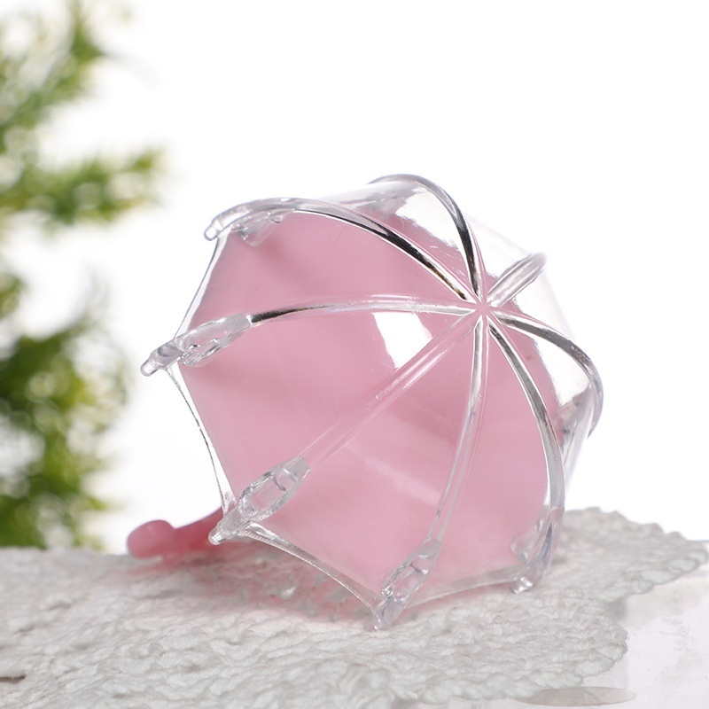 12pcs Umbrella Shape Transparent Plastic Candy Box Baby Shower Kids Birthday Party Gift Packaging Accessories