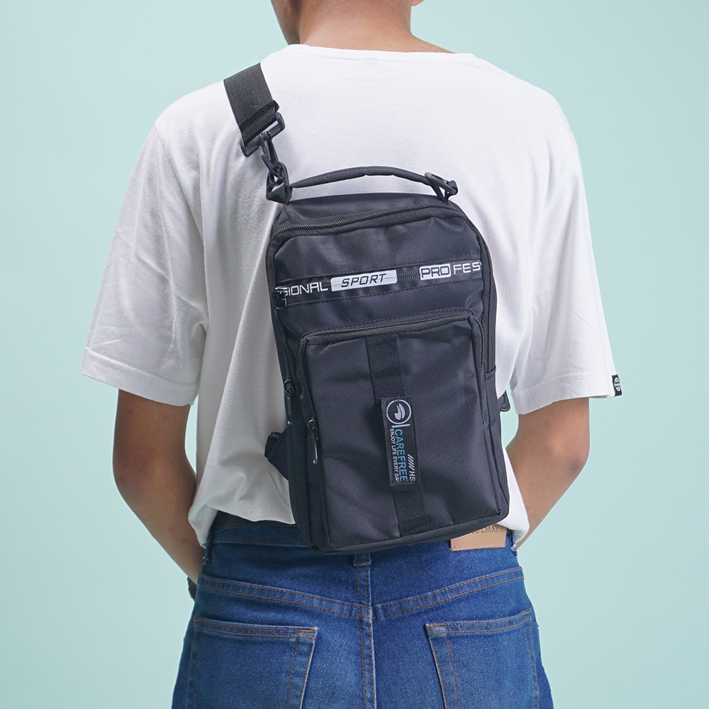 ESL05 - TAS SLEMPANG PRIA MODEL WAISTBAG BAHAN KULIT PU KUALITAS MEWAH