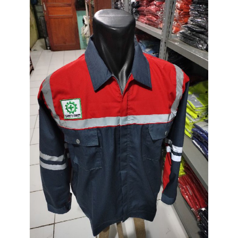 RESLETING BAJU SAFETY MERAH ABU SCOTLIGT PUNDAK