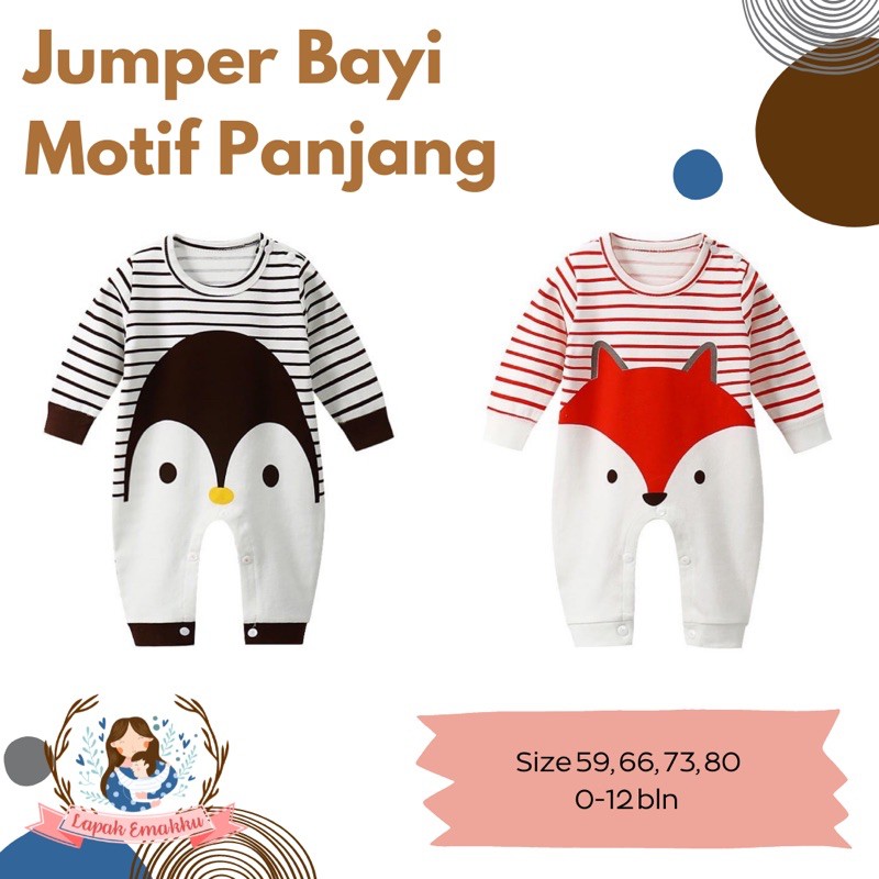 Jumper Bayi Panjang motif - jumper bayi import - bahu bayi newborn