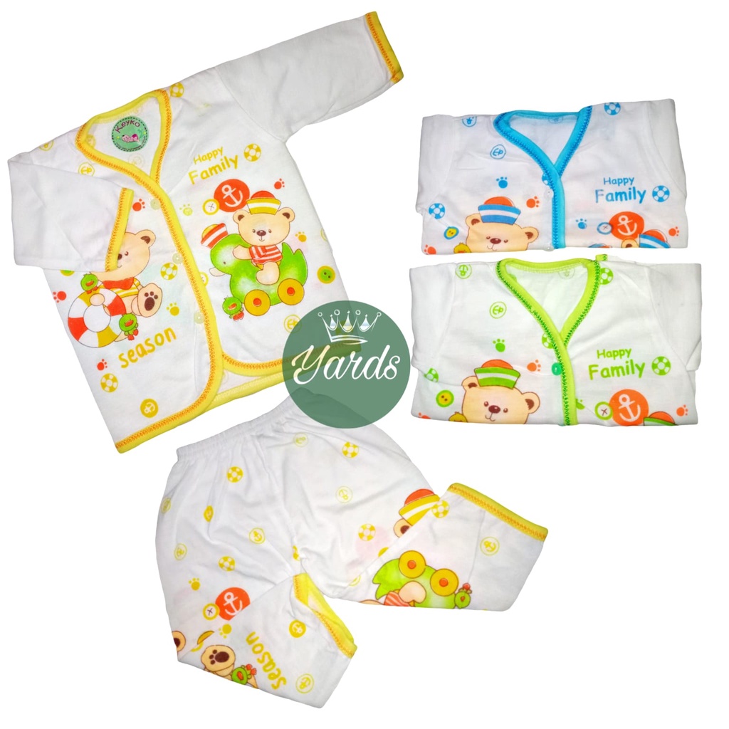 3 Stel Baju Bayi KEYKO SNI - Baju Bayi Lengan Panjang Dan Celana Bayi Panjang 3 Stel