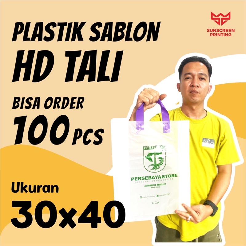 Plastik sablon custom HD tali 30x40 soft handle free design