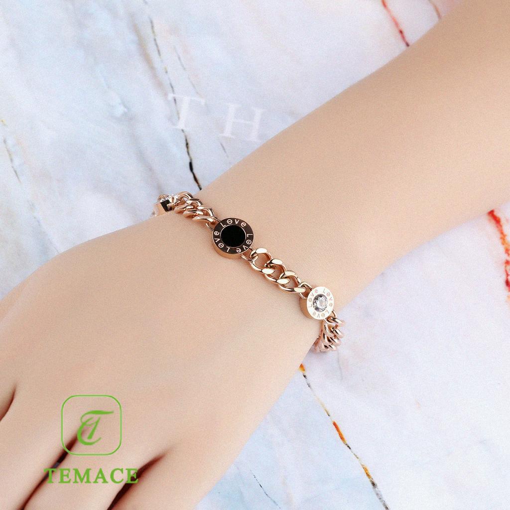 Gelang Titanium Berlapis Emas Kubus Wanita Anti Karat dan tidak luntur Perhiasan Korea