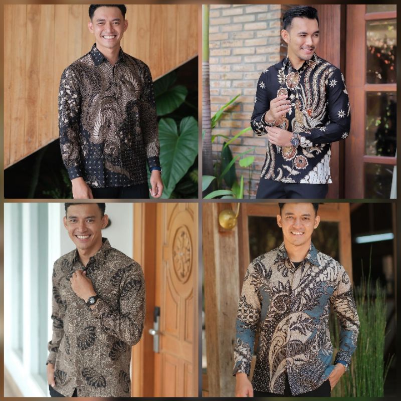 kemeja parang ijo Kemeja Batik Pria Modern Lengan Panjang Casual Modis Slim Fit Trendy Masa Kini