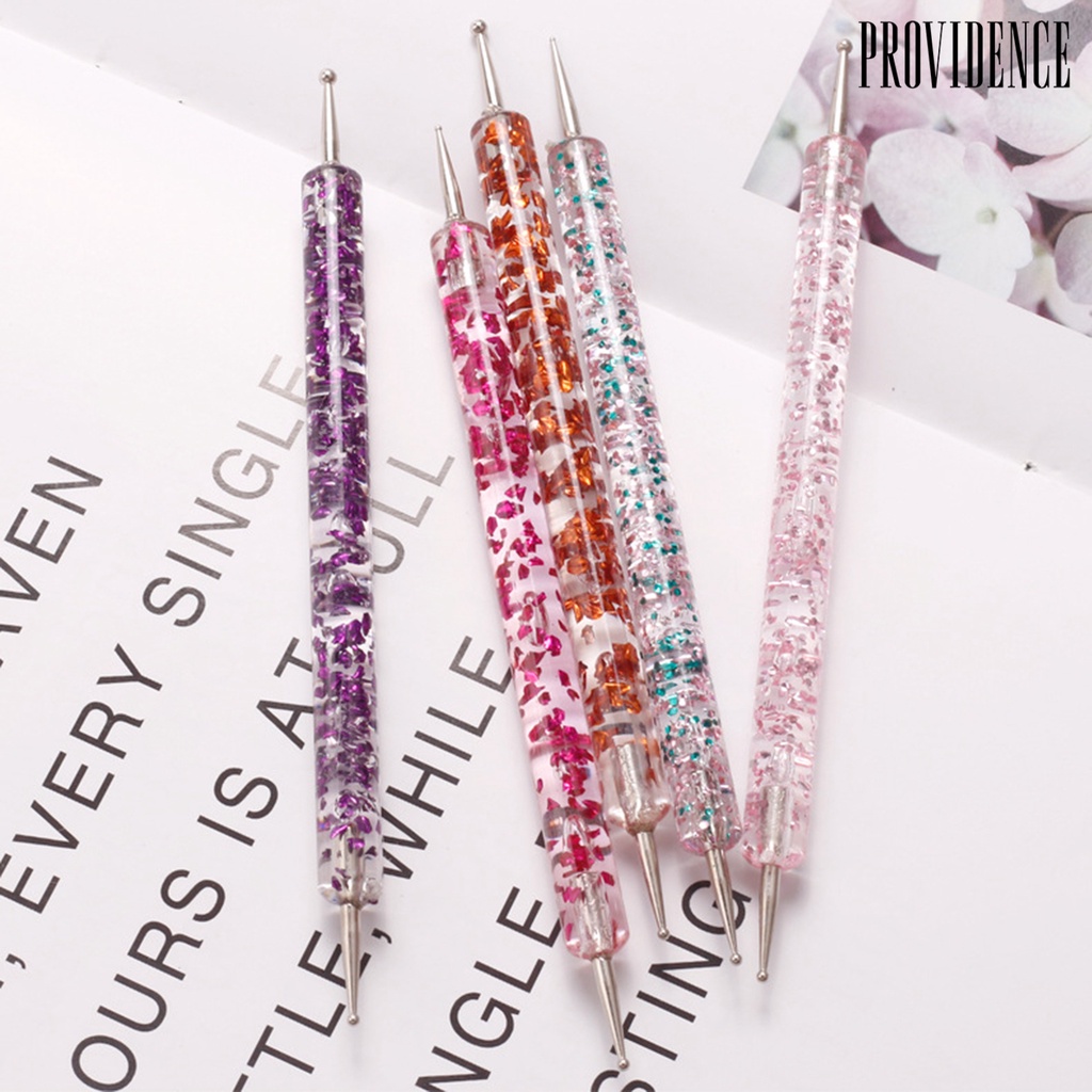 Providence 5pcs / Set Dotting Pen Nail Art Uv Gel Akrilik Kepala Ganda Untuk Manicure