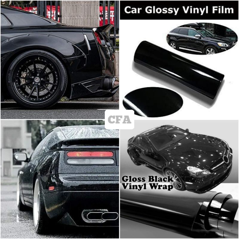 Sticker Skotlet Mobil Hitam Glossy Mengkilat Modifikasi Body Kap Mesin Atap Berperekat Lentur L-120