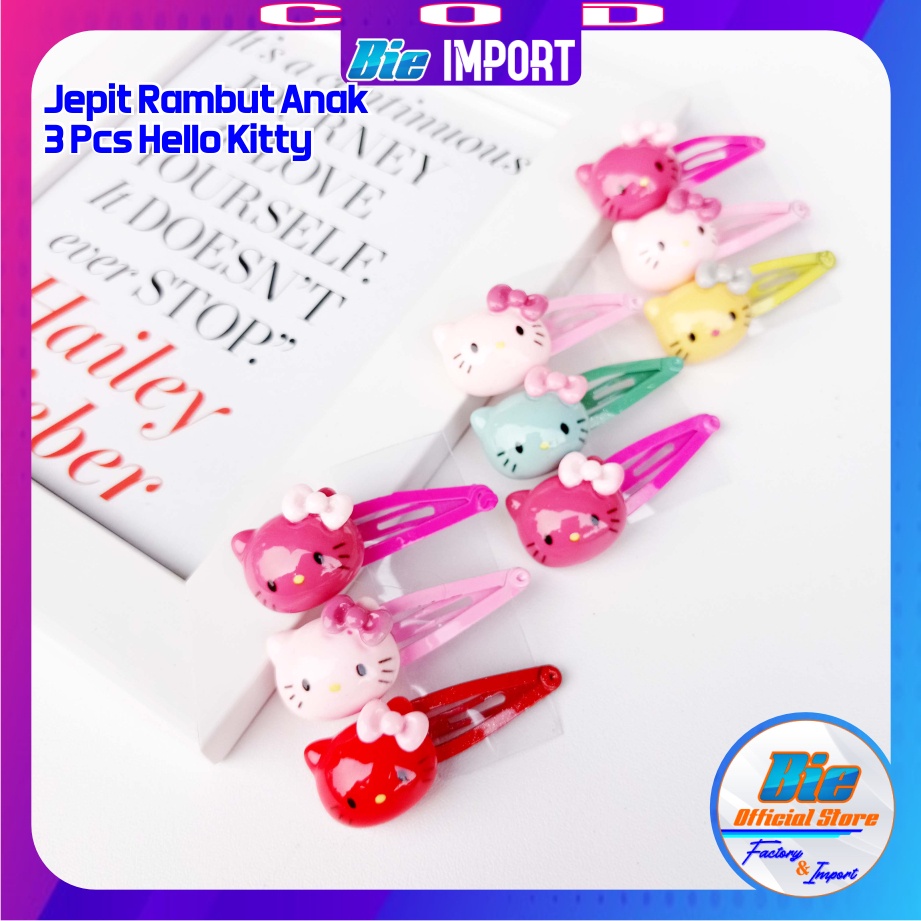 isi 3 Jepit Tiptop Anak Hellow Kitty Love Set Premium Impor