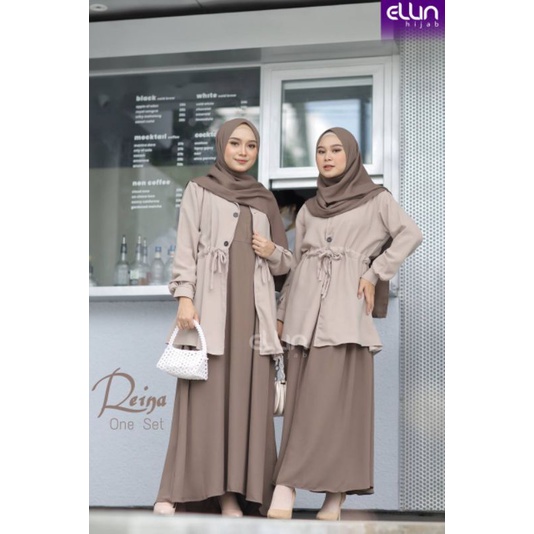 Maannajah.id COD Reina Set Inner non hijab By Ellin Hijab / Dress kekinian terbaru