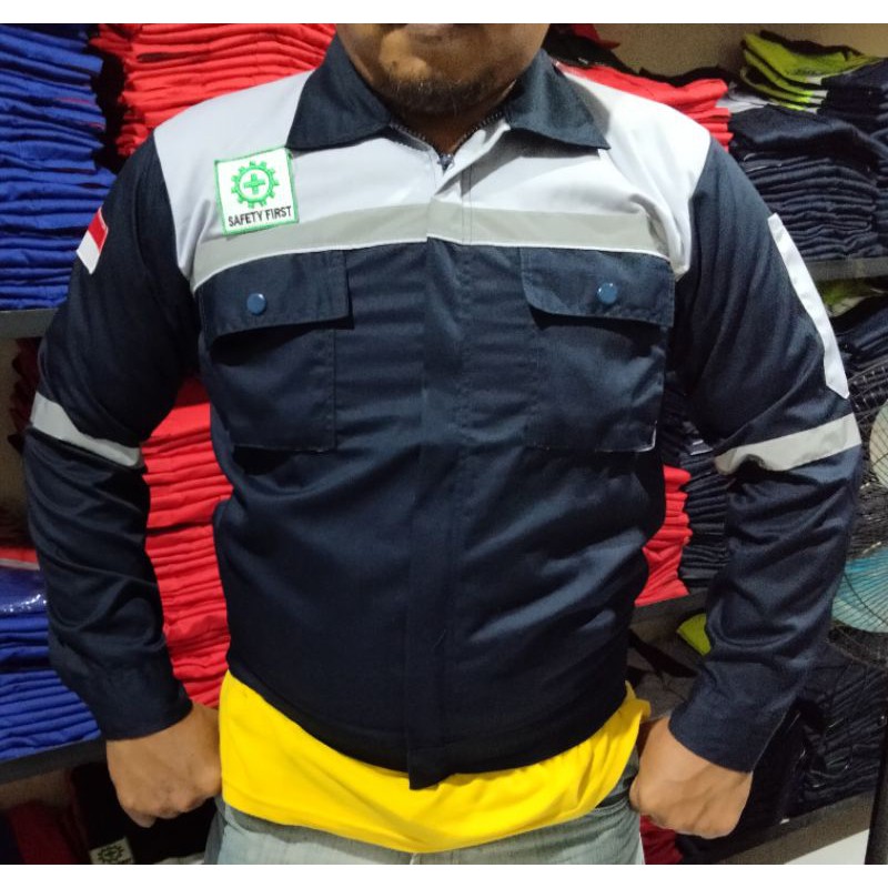 WEARPACK SAFETY / KEMEJA SAFETY / BAJU SAFETY LENGAN PANJANG / BAJU PROYEK KEREN / BAJU KERJA PRIA PROYEK / BAJU KERJA PIRA LAPANGAN / BAJU MEKANIK / BAJU WEARPACK / WERFAK PRIA KERJA / BAJU WEARPACK KERJA PROYEK / BAJU TAMBANG / DONGKER ABUMUDA