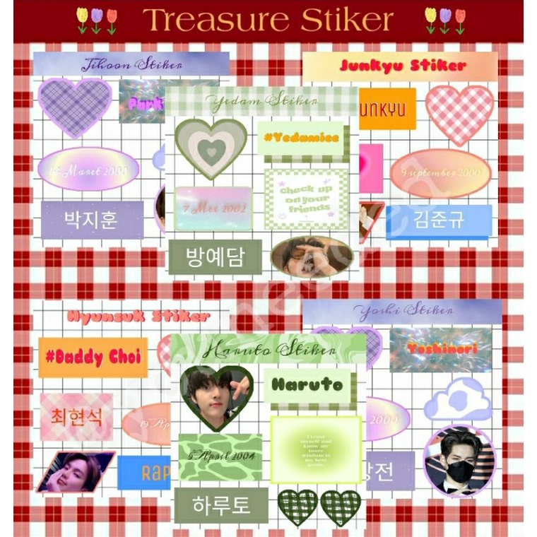Treasure Stiker Kpop/ Stiker Cute For Case Laptop /Haruto jihoon Hyunsuk Asahi Yoshi all member