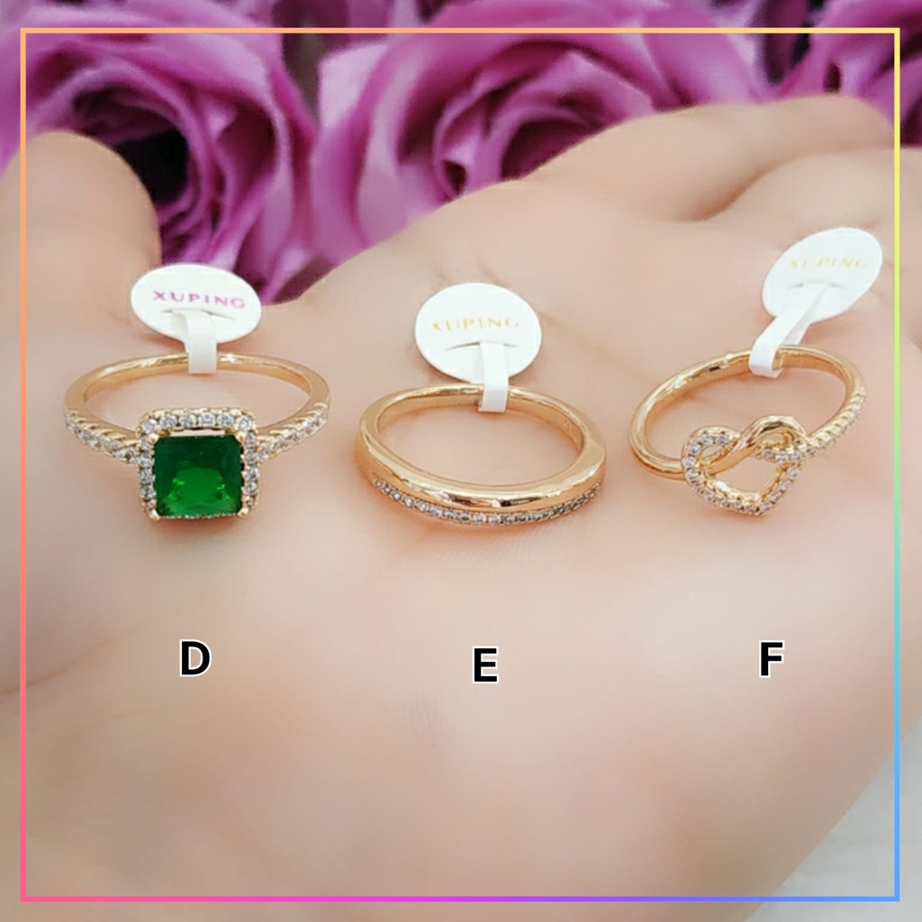 Cincin xuping cincin dewasa ori xuping premium batu zirkon hijau perhiasan wanita lapis emas gold A120