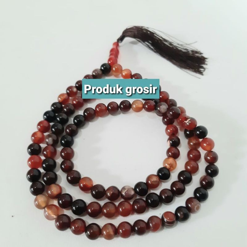 Tasbih Batu Akik Sulaiman Madu 8Mm 100Butir Garansi Asli Natural