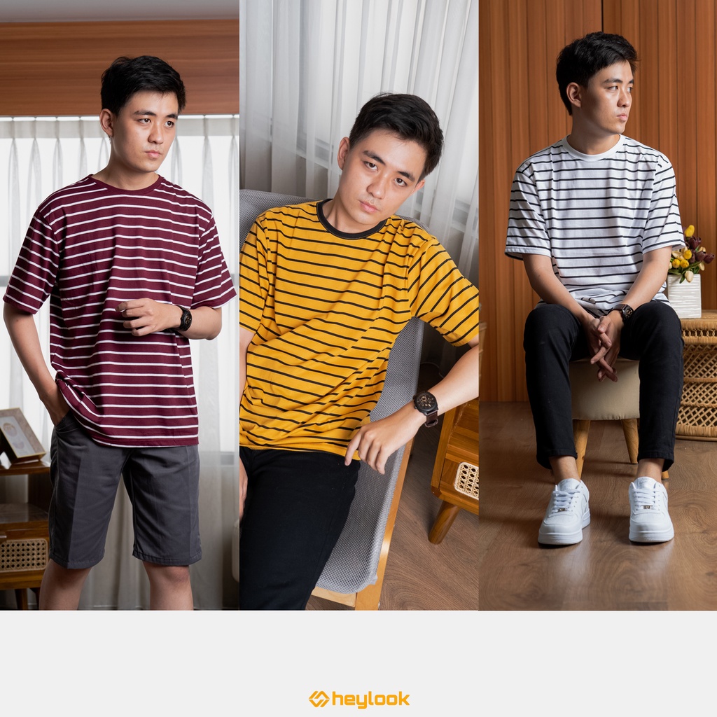 Kaos Garis Garis Horizontal Kaos Strip Tshirt Stripe Kaos Lengan Pendek Belang Kaos Cotton Combed 30s Premium Pria Wanita