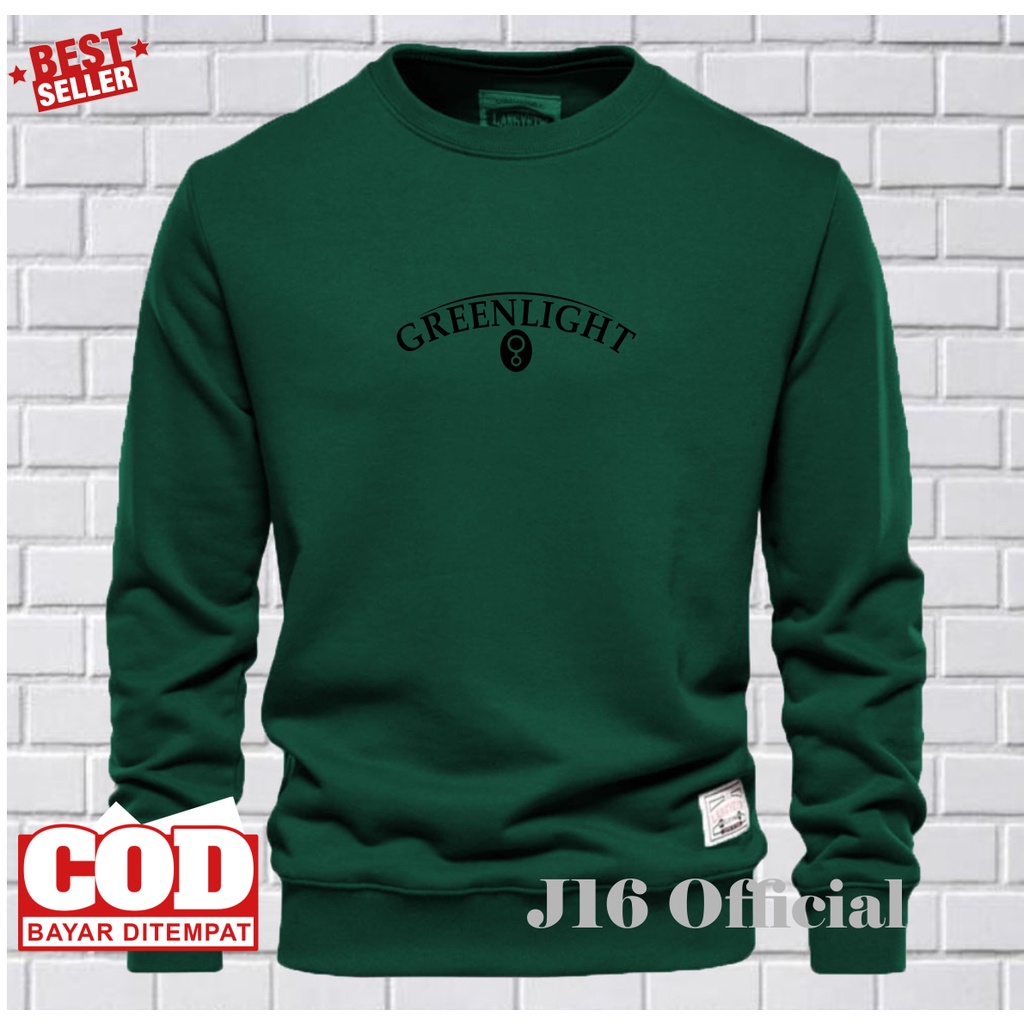 GREENLIGHT CREWNECK Sweater Oblong Pria Wanita Bahan Fleece Tebal