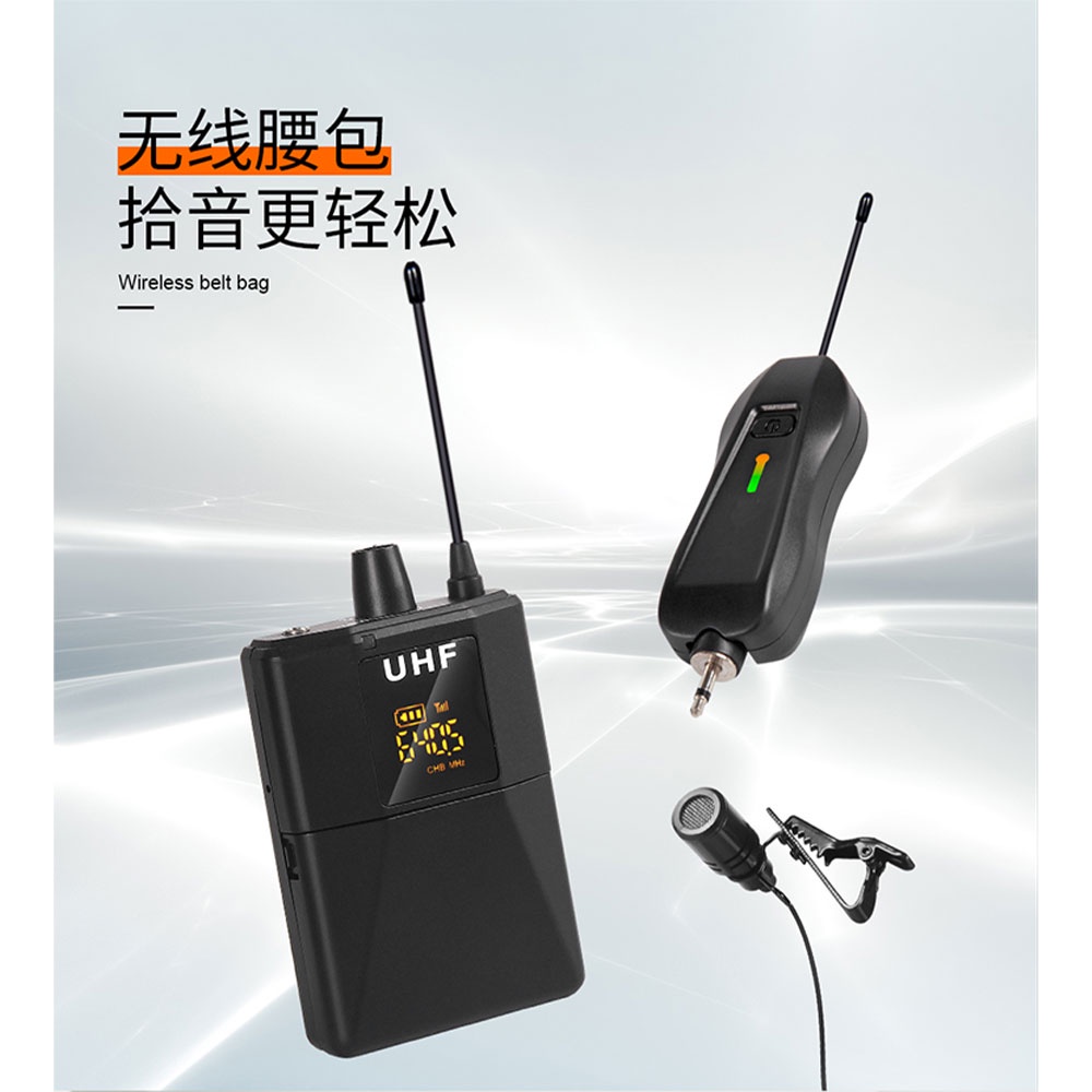 Mikrofon Nirkabel Lavalier Wireless Lapel Microphone System Podcast Live - AD-220 - Black