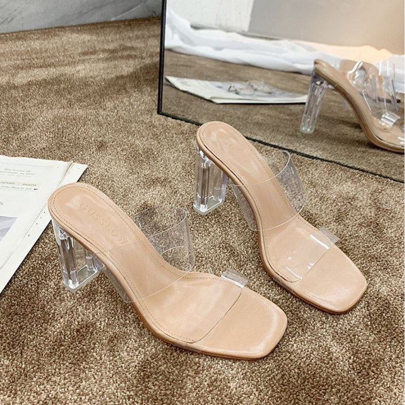 Denatta - Import Sepatu Hak High Heels Kaca Transparan Wanita Premium Original - H600