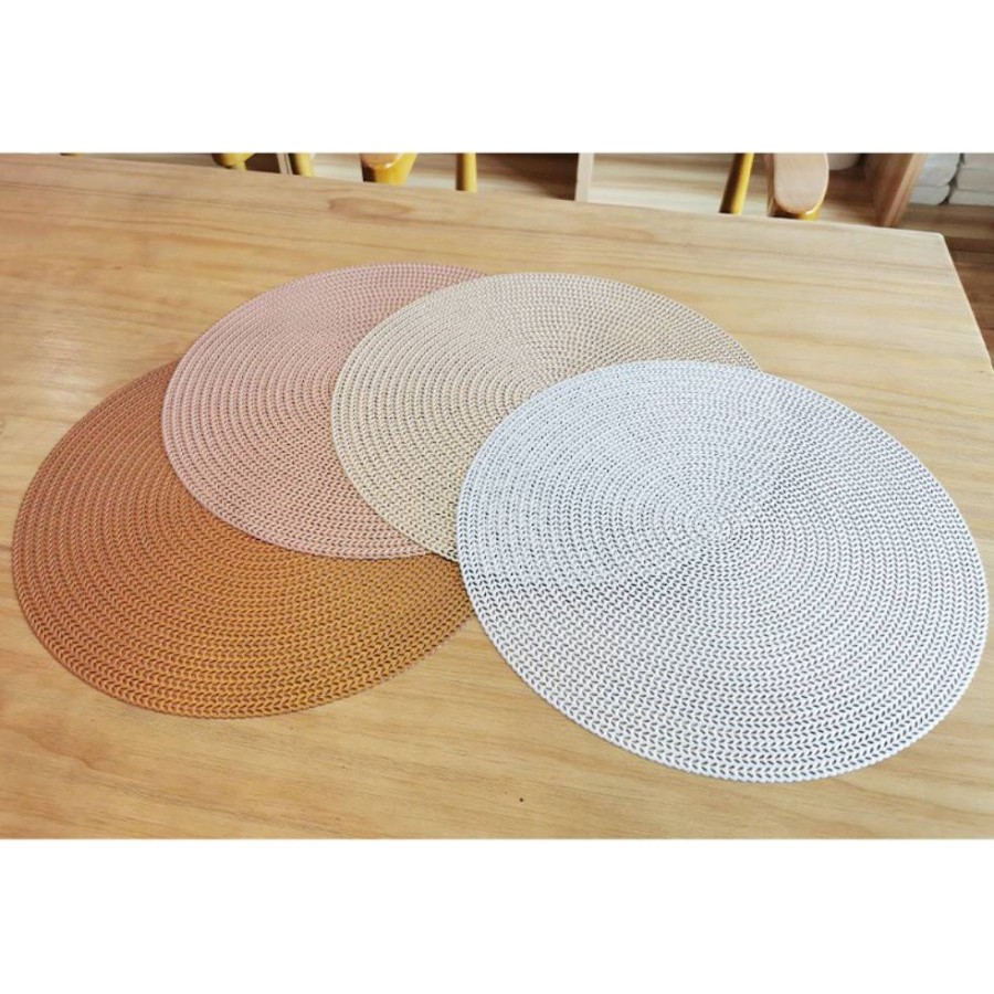 PVC Round Placemat / Tatakan Piring Alas Meja Makan / Tahan Panas / Dekorasi / Berkualitas