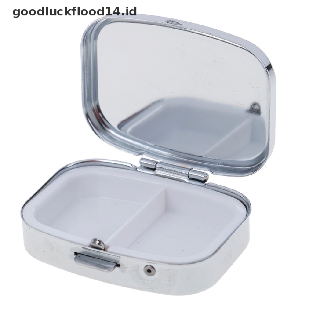 [OOID] 1Pc small metal round rectangular silver tablet pill box container medicine case ID