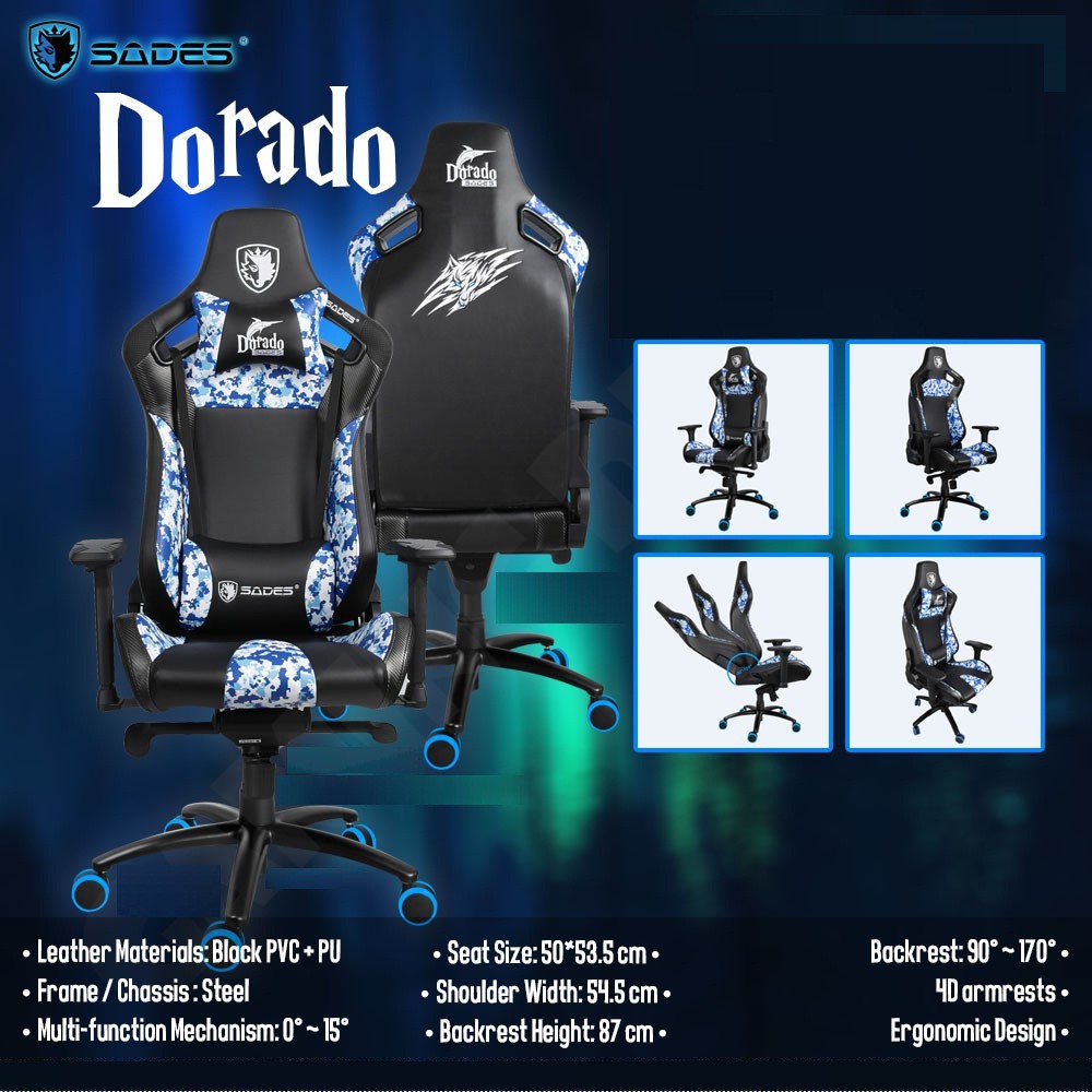 Kursi Gaming Chair Sades Dorado